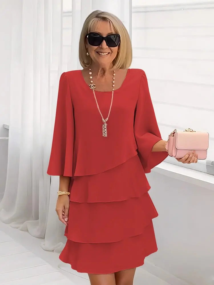 Elegant Comfort Ruffle Dress | Women's A-Line Dress